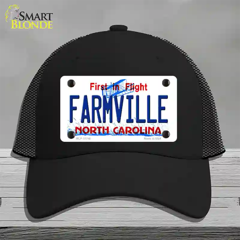 Farmville North Carolina State Novelty License Plate Hat Mesh / Black