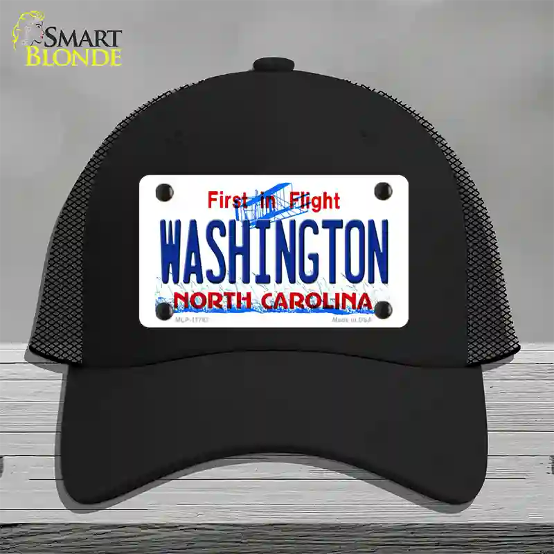 Washington North Carolina State Novelty License Plate Hat Mesh / Black