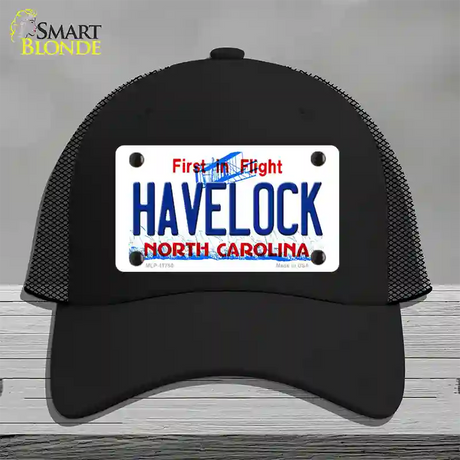 Havelock North Carolina State Novelty License Plate Hat Mesh / Black