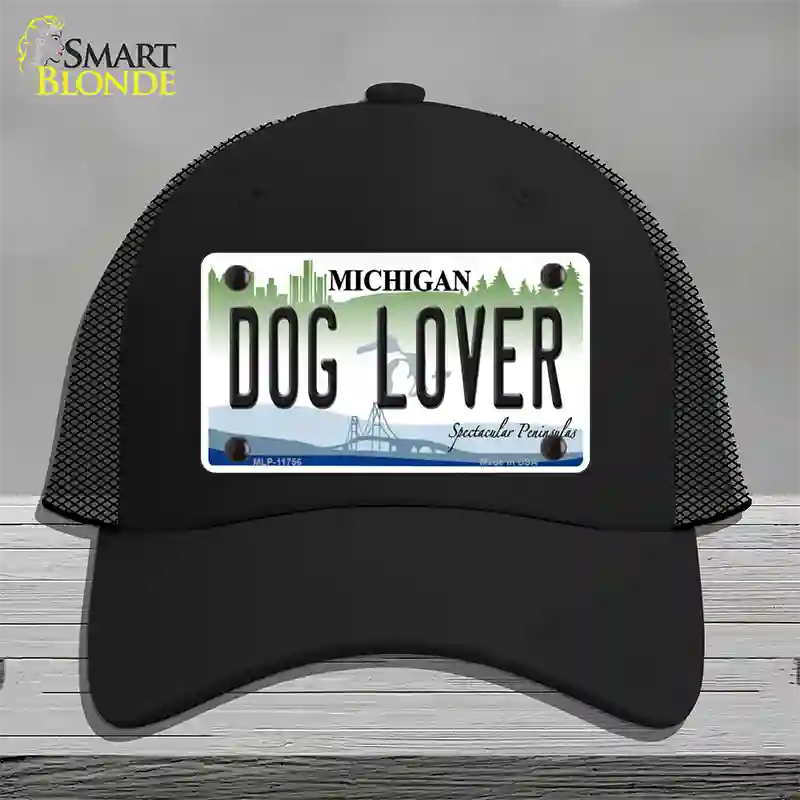 Michigan Dog Lover Novelty License Plate Hat Mesh / Black