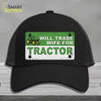 Will Trade Wife for Tractor Novelty License Plate Hat Mesh / Black