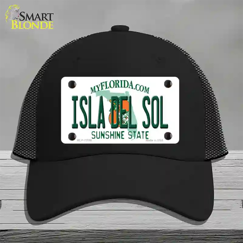 Isla Del Sol Florida Novelty License Plate Hat Mesh / Black