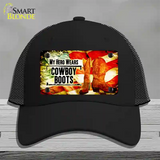 My Hero Wears Cowboy Boots Novelty License Plate Hat Mesh / Black