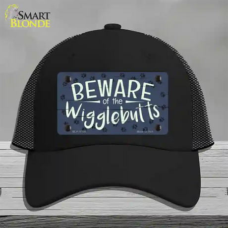 Beware of the Wigglebutts Novelty License Plate Hat Mesh / Black