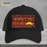 Respect the Stache Novelty License Plate Hat Mesh / Black