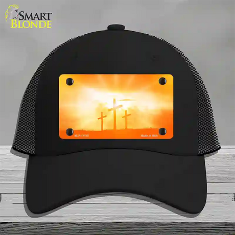 Crosses in the Sun Orange Novelty License Plate Hat Mesh / Black