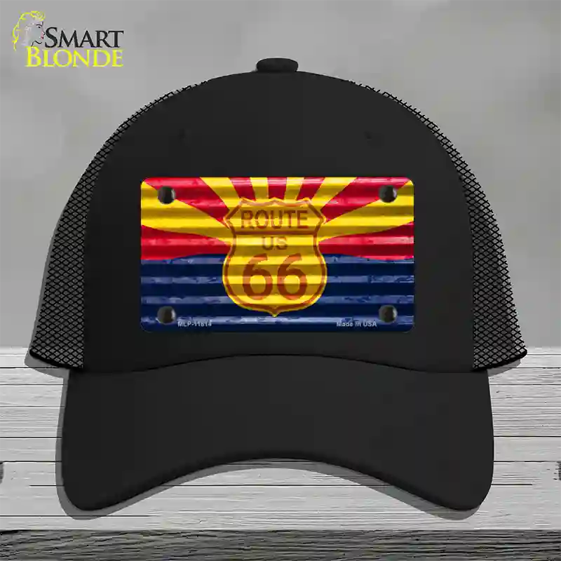 Route 66 Arizona Flag Novelty License Plate Hat Mesh / Black