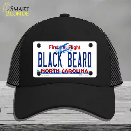 Black Beard North Carolina Novelty License Plate Hat Mesh / Black