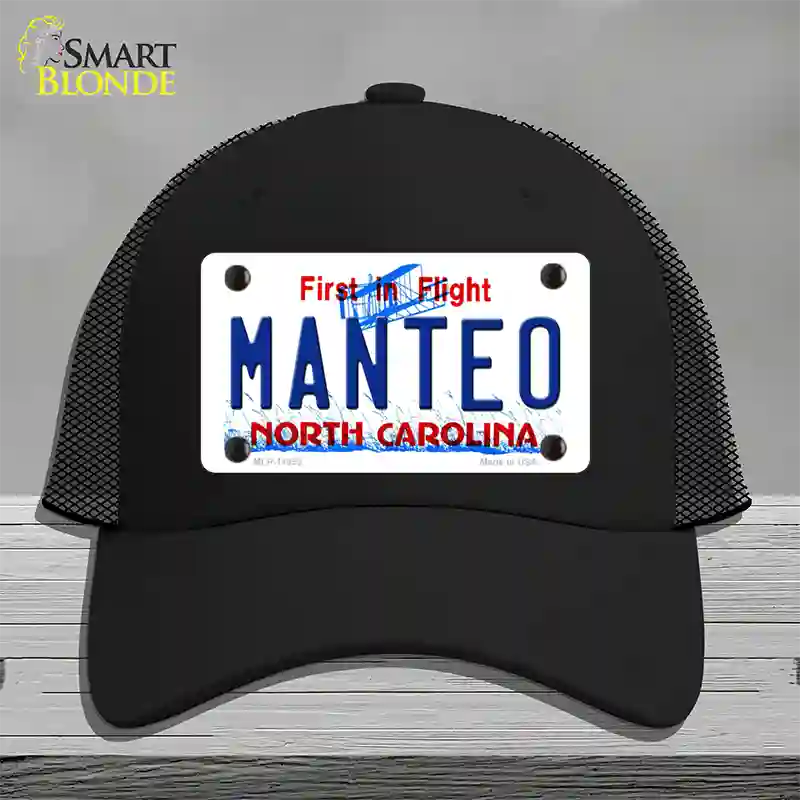 Manteo North Carolina Novelty License Plate Hat Mesh / Black