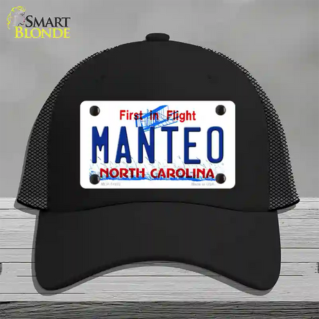 Manteo North Carolina Novelty License Plate Hat Mesh / Black