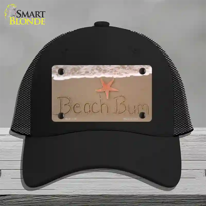 Beach Bum Novelty License Plate Hat Mesh / Black