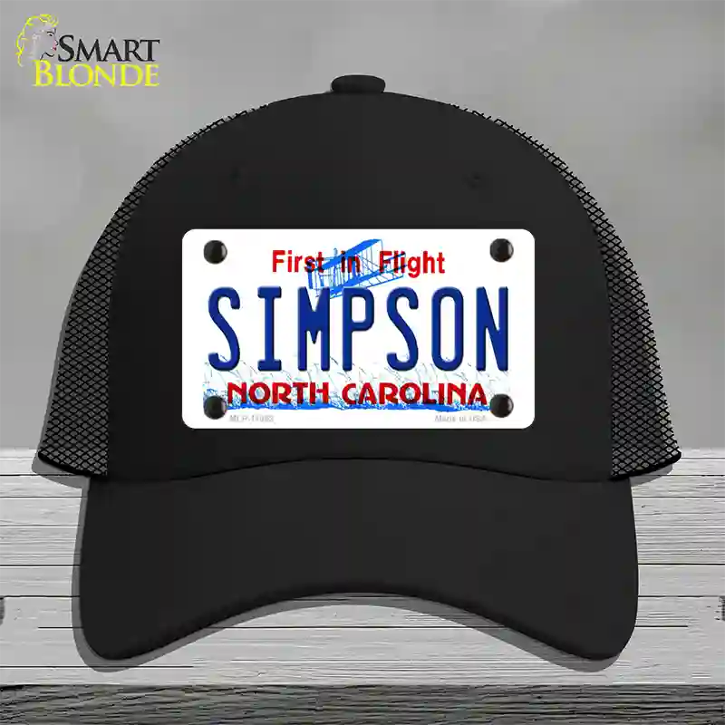 Simpson North Carolina Novelty License Plate Hat Mesh / Black