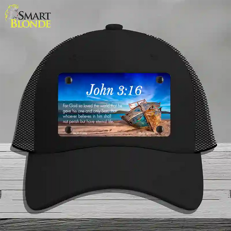 John 3 16 Beach Novelty License Plate Hat Mesh / Black