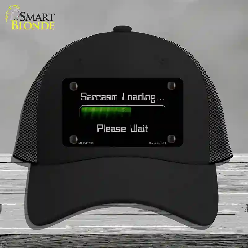 Sarcasm Loading Novelty License Plate Hat Mesh / Black