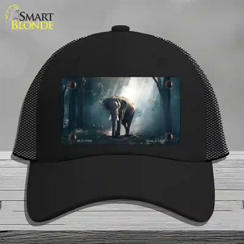 Elephant in the Woods Novelty License Plate Hat Mesh / Black