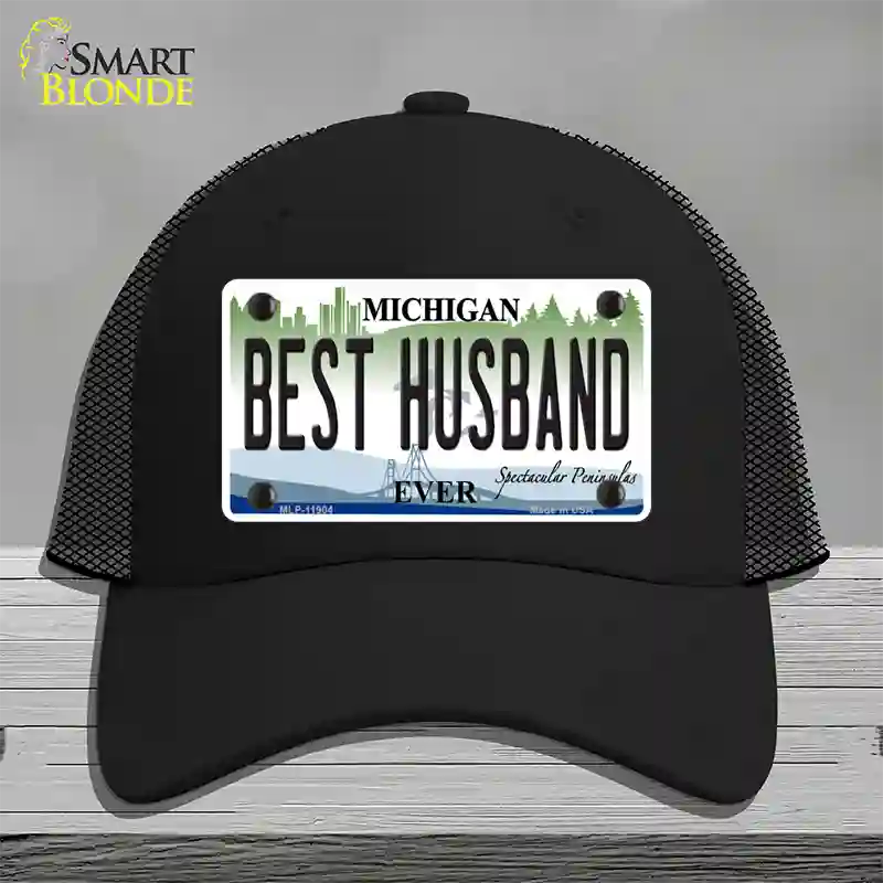 Michigan Best Husband Novelty License Plate Hat Mesh / Black