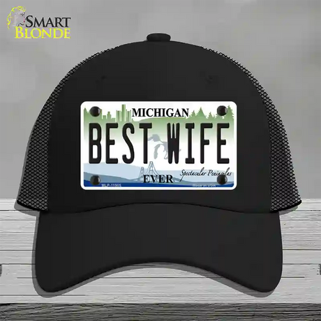 Michigan Best Wife Novelty License Plate Hat Mesh / Black