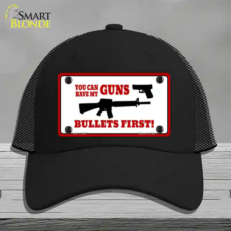 Bullets First Novelty License Plate Hat Mesh / Black