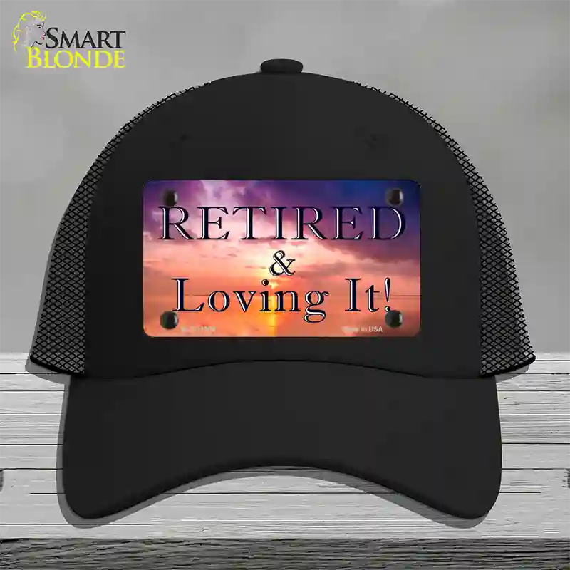 Retired and Loving It Novelty License Plate Hat Mesh / Black