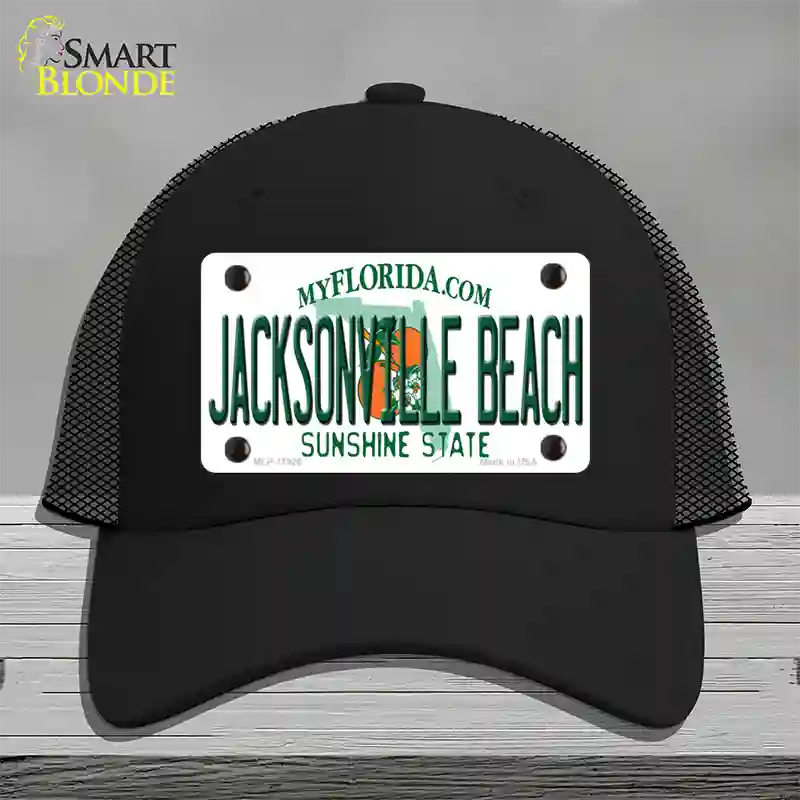 Florida Jacksonville Beach Novelty License Plate Hat Mesh / Black