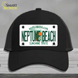 Florida Neptune Beach Novelty License Plate Hat Mesh / Black