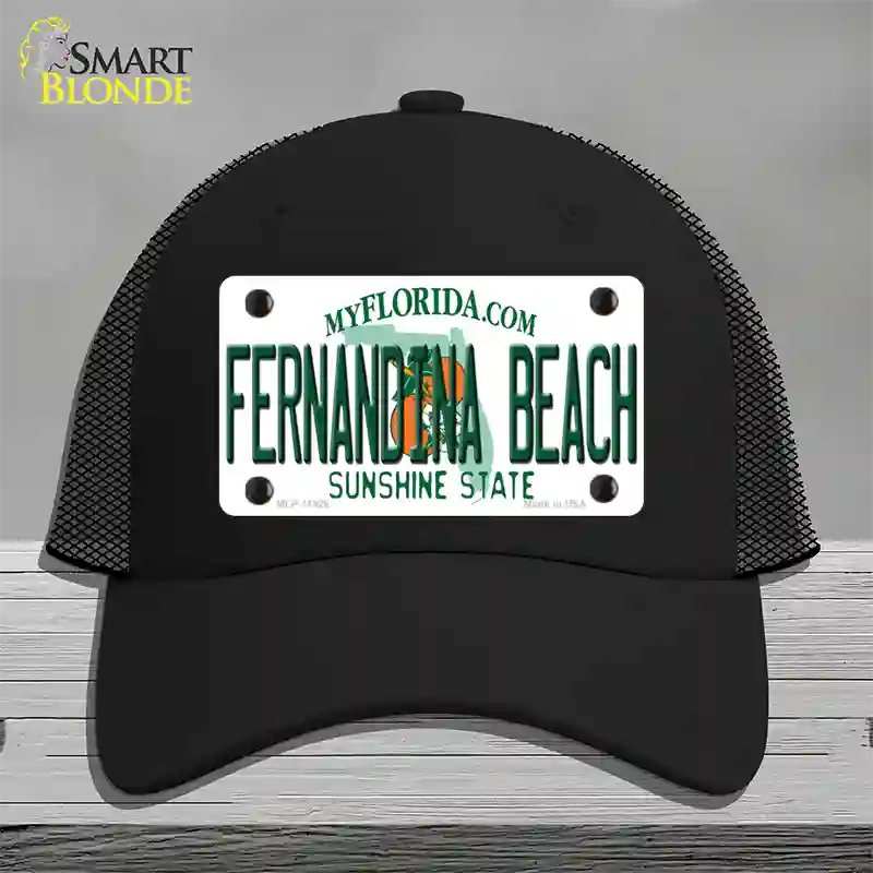 Florida Fernandina Beach Novelty License Plate Hat Mesh / Black