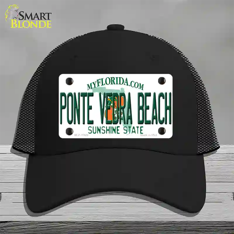 Florida Ponte Vedra Beach Novelty License Plate Hat Mesh / Black