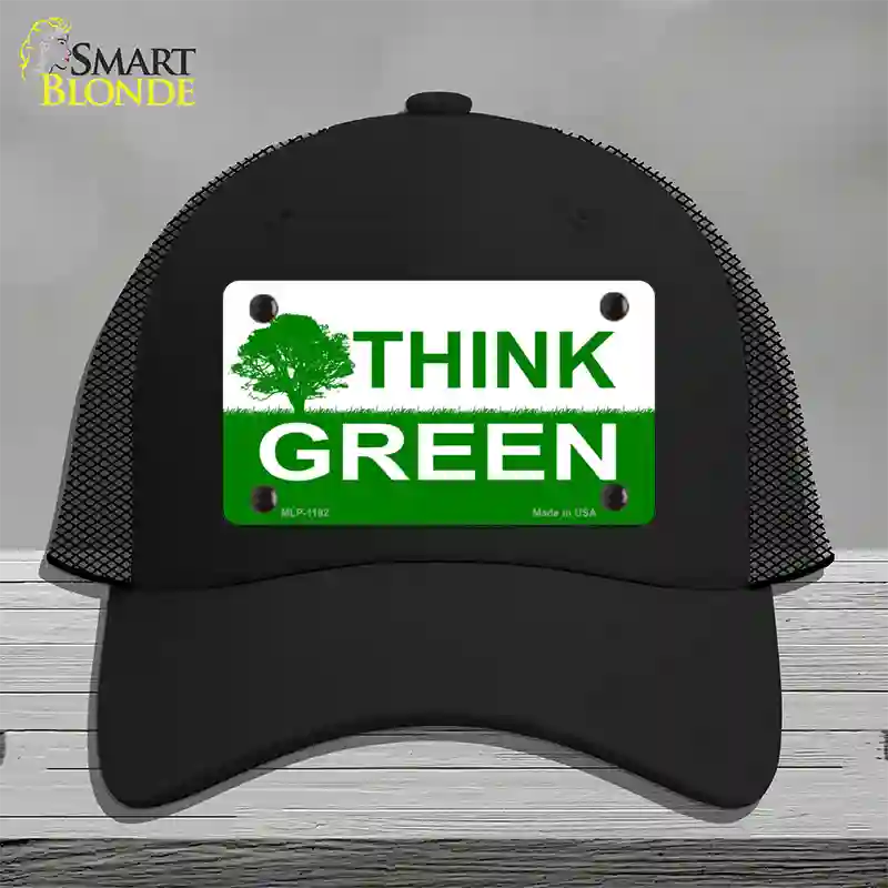 Think Green Novelty License Plate Hat Mesh / Black