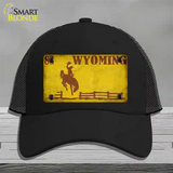 Wyoming Yellow Rusty Novelty License Plate Hat Mesh / Black