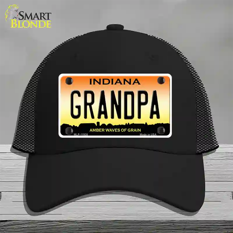 Indiana Grandpa Novelty License Plate Hat Mesh / Black