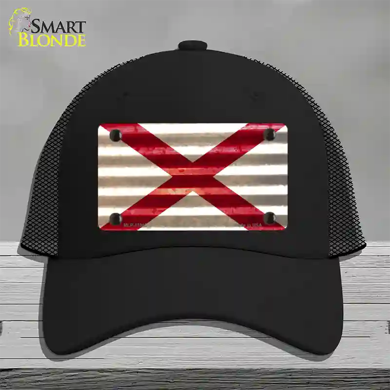 Alabama Corrugated Flag Novelty License Plate Hat Mesh / Black