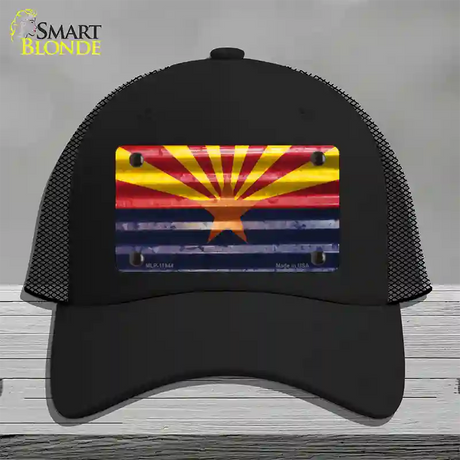 Arizona Corrugated Flag Novelty License Plate Hat Mesh / Black