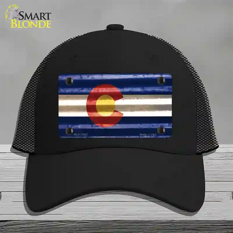 Colorado Corrugated Flag Novelty License Plate Hat Mesh / Black