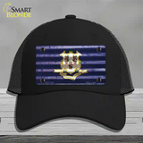 Connecticut Corrugated Flag Novelty License Plate Hat Mesh / Black