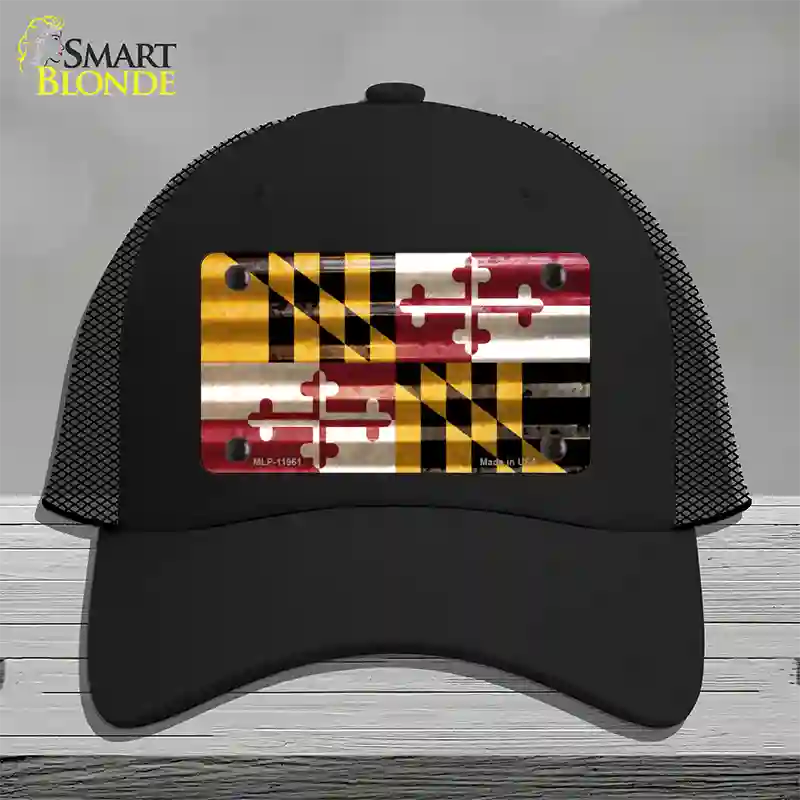 Maryland Corrugated Flag Novelty License Plate Hat Mesh / Black