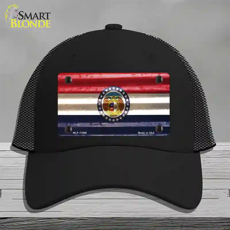 Missouri Corrugated Flag Novelty License Plate Hat Mesh / Black