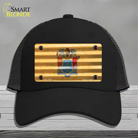 New Jersey Corrugated Flag Novelty License Plate Hat Mesh / Black