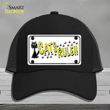 Cats Rule Novelty License Plate Hat Mesh / Black