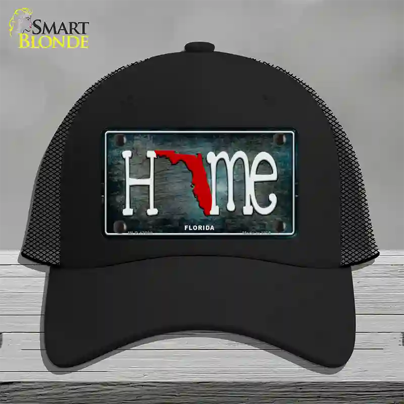 Florida Home State Outline Novelty License Plate Hat Mesh / Black