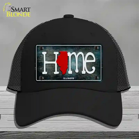 Illinois Home State Outline Novelty License Plate Hat Mesh / Black