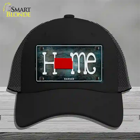 Kansas Home State Outline Novelty License Plate Hat Mesh / Black