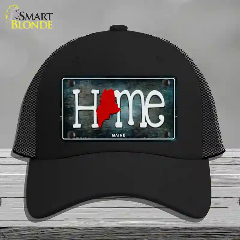 Maine Home State Outline Novelty License Plate Hat Mesh / Black