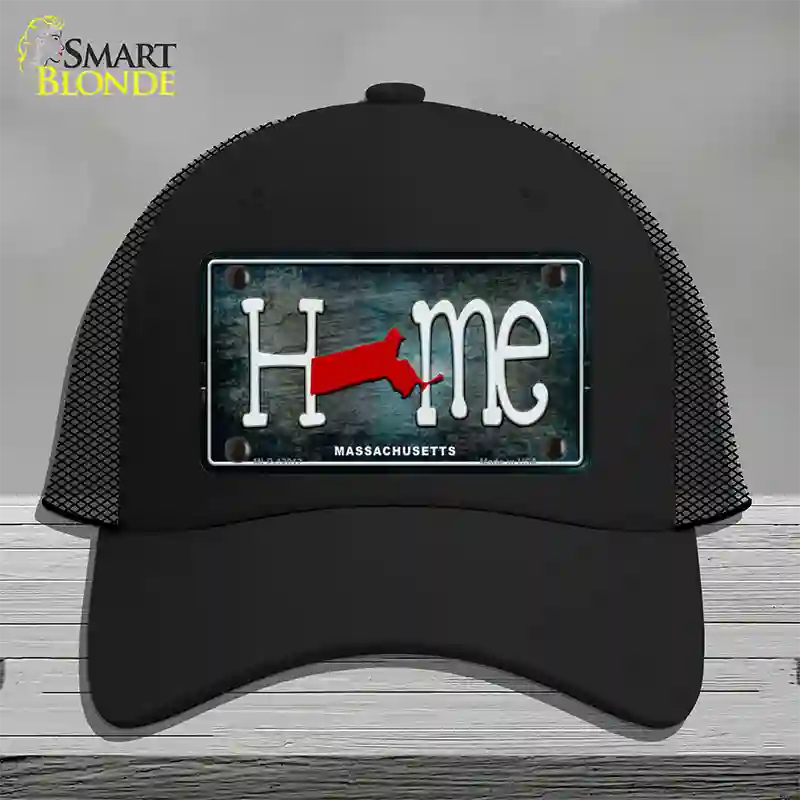 Massachusetts Home State Outline Novelty License Plate Hat Mesh / Black