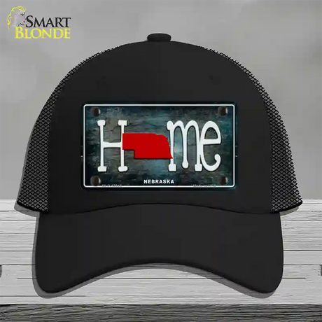 Nebraska Home State Outline Novelty License Plate Hat Mesh / Black