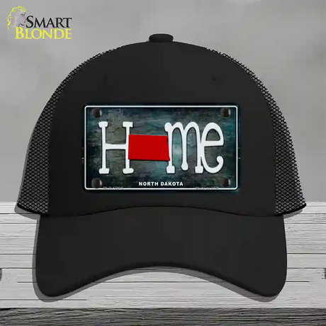 North Dakota Home State Outline Novelty License Plate Hat Mesh / Black