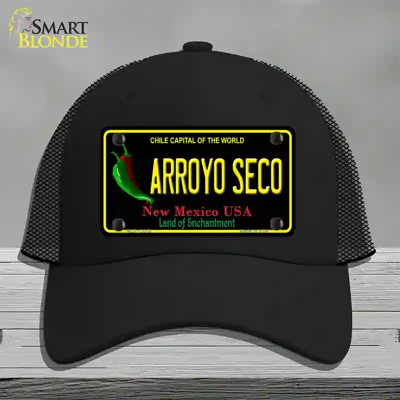 Arroyo Seco Black New Mexico Novelty License Plate Hat Mesh / Black