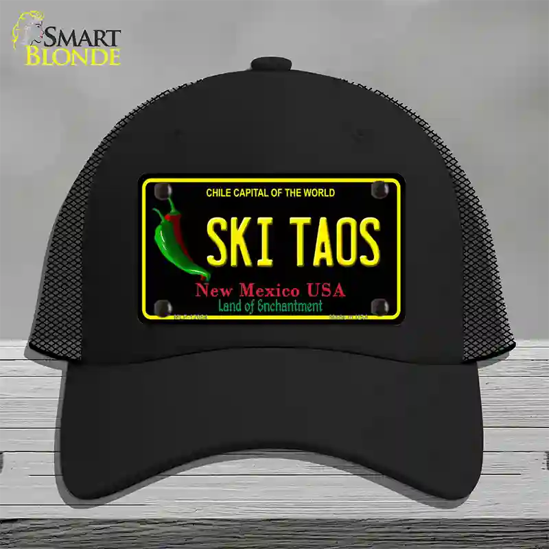 Ski Taos Black New Mexico Novelty License Plate Hat Mesh / Black