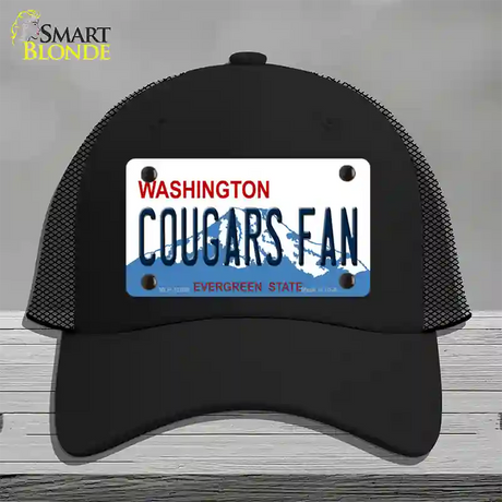 Washington Cougars Fan Novelty License Plate Hat Mesh / Black