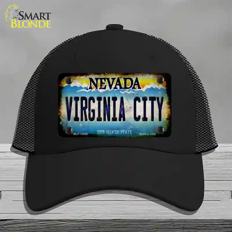 Nevada Virginia City Novelty License Plate Hat Mesh / Black