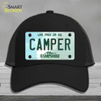 Camper New Hampshire State Novelty License Plate Hat Mesh / Black